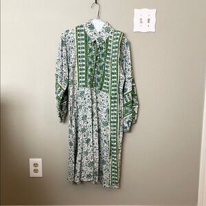 Sue Sartor Floral Green and White Dress